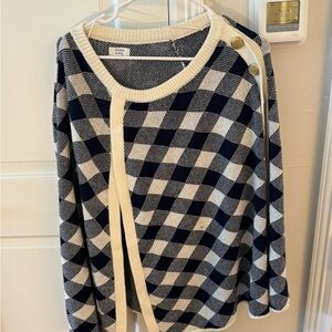J. Crew Navy and Cream Checkered Cape